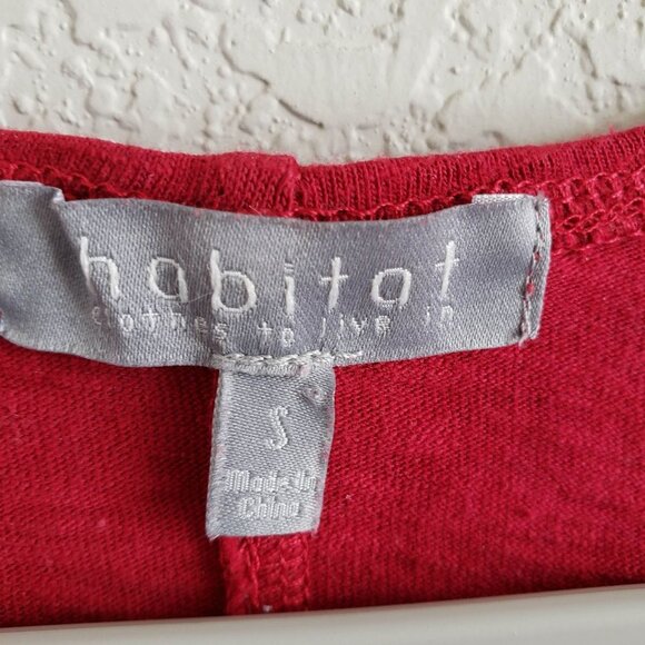 Habitat Woman Size S Red Cotton Tunic with Sleeve Cuff Ties and High Low Hem - Picture 3 of 5